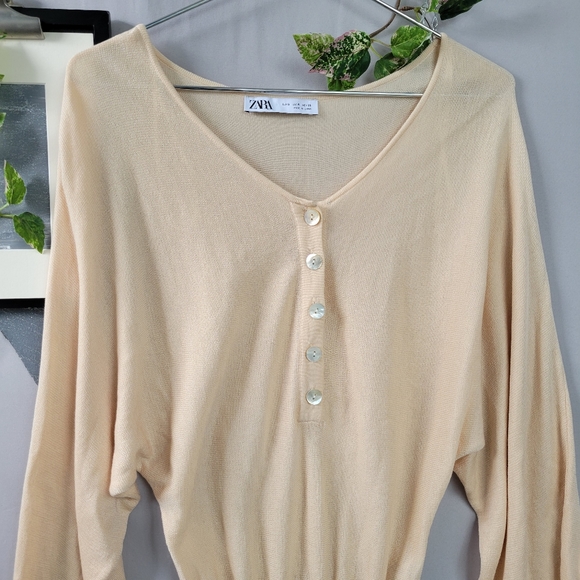 Zara Knit Wide Sleeve Button Front Bodysuit S - Picture 6 of 15